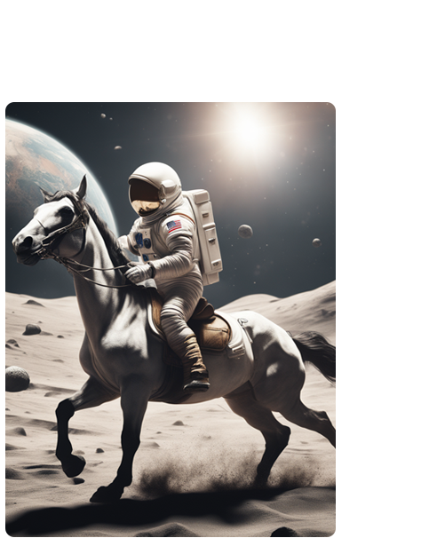 An astronaut riding a horse on the moon
